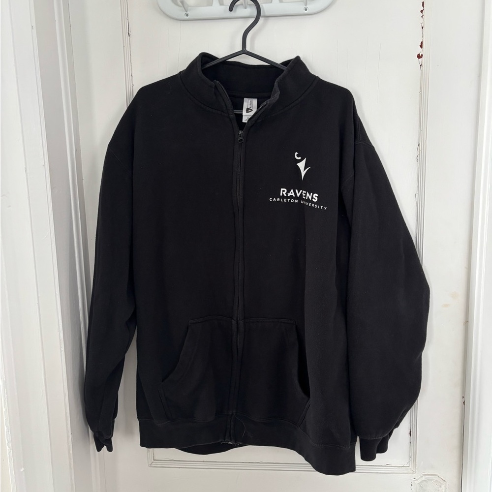 Carleton University Ravens Black Zip-Up Sweater | Size XL